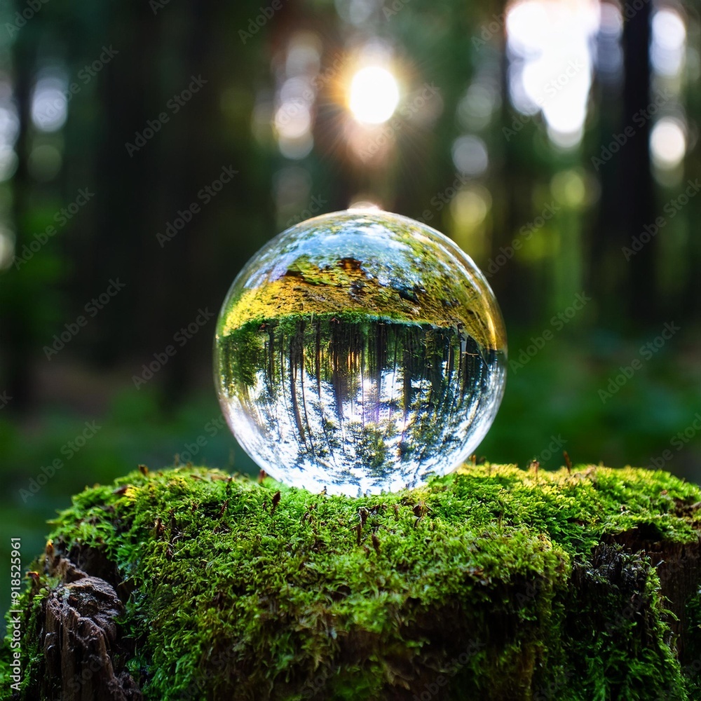 Crystal ball on mossy tree stump in forest, abstract natural background. magic prediction crystal ball for meditation, relax. esoteric spiritual practice. Witchcraft, ritual for summoning spirits Crystal ball on mossy tree stump in forest, abstract natural background. magic prediction crystal ball for meditation, relax. esoteric spiritual practice. Witchcraft, ritual for summoning spirits