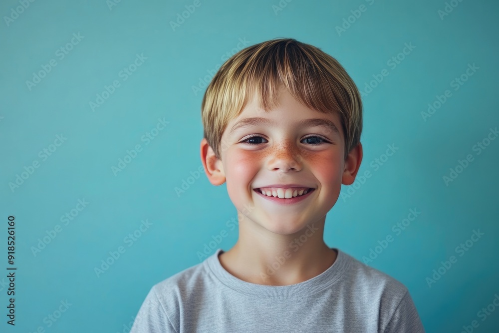 Happy Young Boy in Harmonious Background, Advertising Style Happy Young Boy in Harmonious Background, Advertising Style