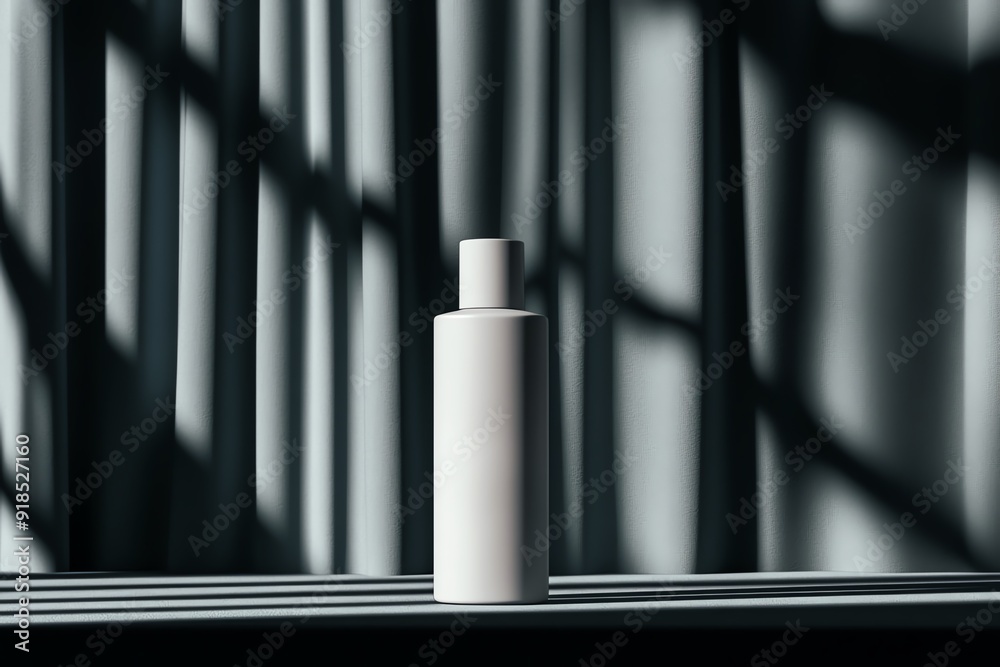 A minimalist white bottle stands on a surface, casting soft shadows against textured walls, reflecting modern design aesthetics. A minimalist white bottle stands on a surface, casting soft shadows against textured walls, reflecting modern design aesthetics.