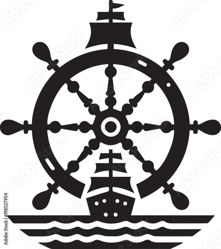  ship wheel vector silhouette illustration