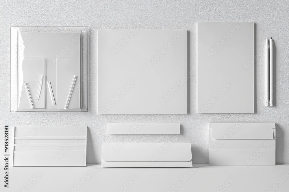 Realistic blank stationery set mockup isolated created with generative ai