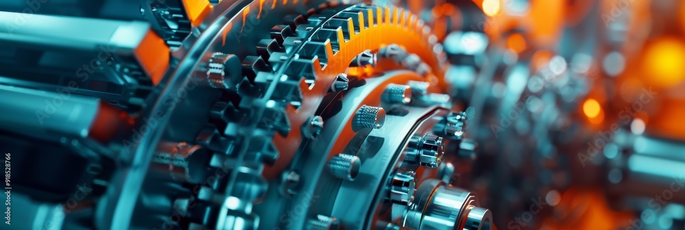 Fototapeta premium A close-up shot showcasing the intricate workings of industrial machinery, highlighting the precision, power, and seamless operation of gears.
