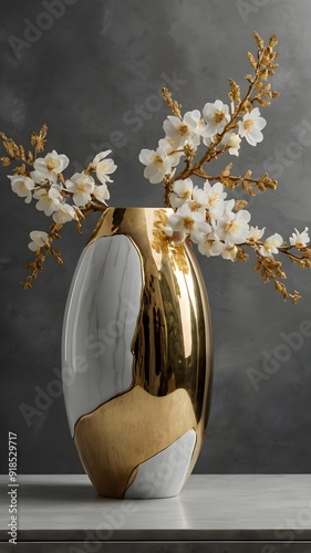  Elegant Floral Symphony in a Luxurious Vase photo