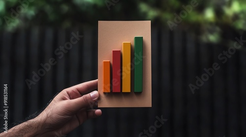 Closeup of a hand holding a financial document with a bar chart showing market diversification by asset class, investment, capital spread