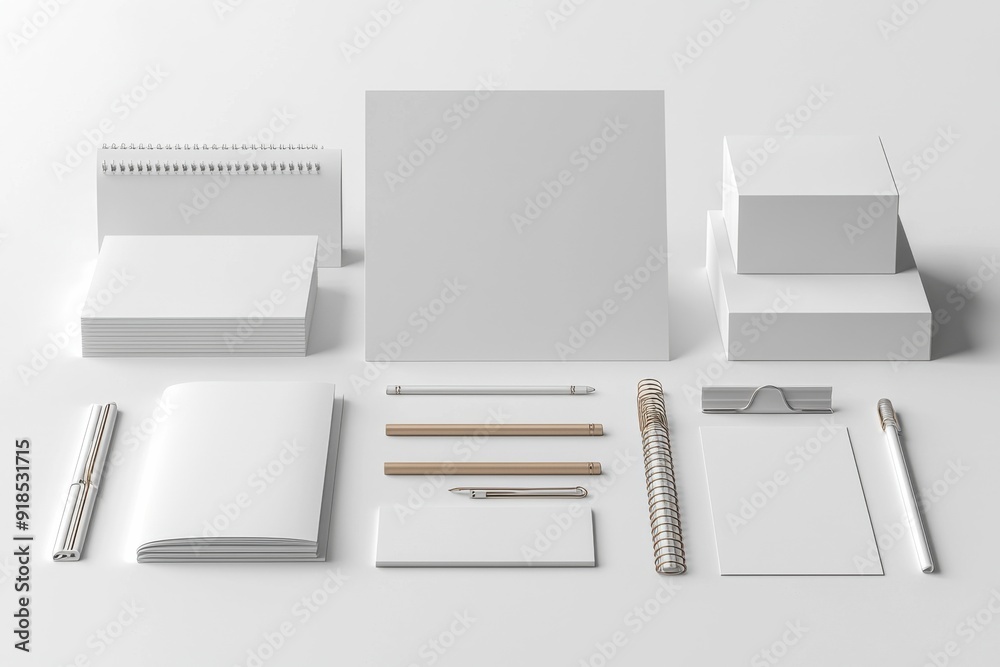 Realistic blank stationery set mockup isolated created with generative ai Realistic blank stationery set mockup isolated created with generative ai