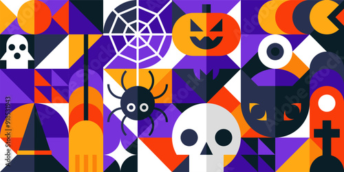 Bauhaus Halloween Pattern Vector Illustration