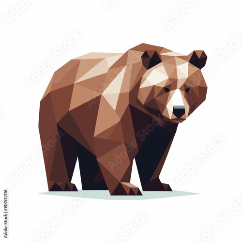 Polygonal bear illustration, brown and beige, wildlife design, nature themed decoration