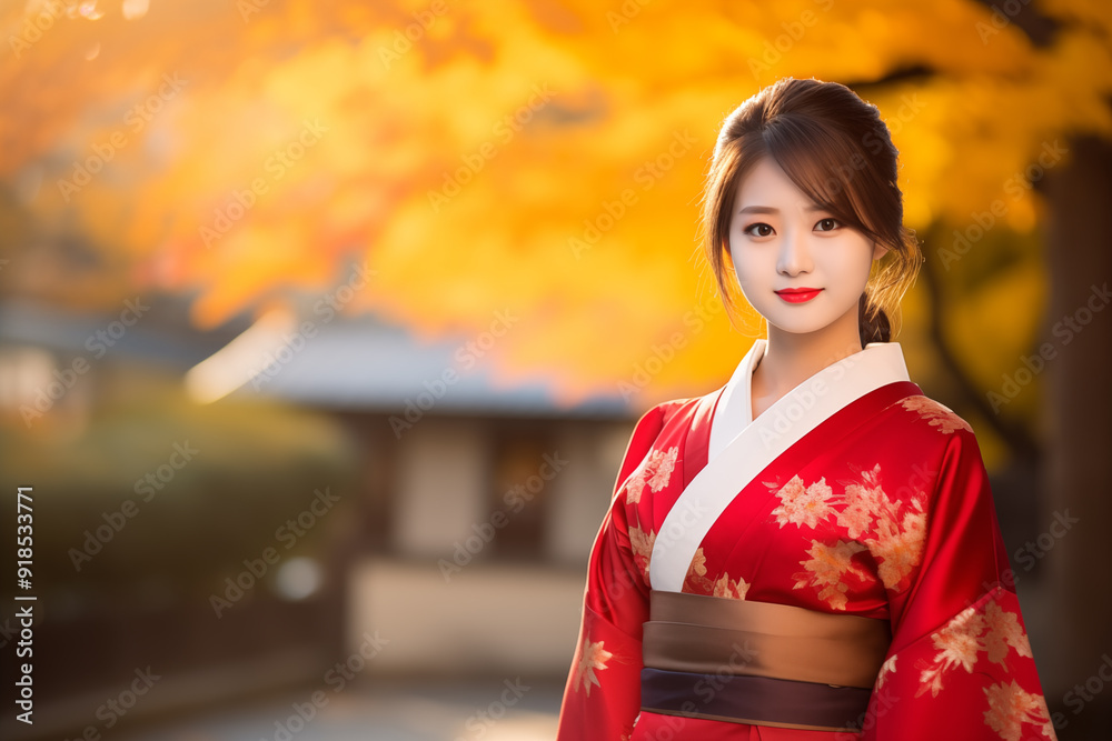 Teen pretty Japanese girl at outdoors wearing a kimono Teen pretty Japanese girl at outdoors wearing a kimono