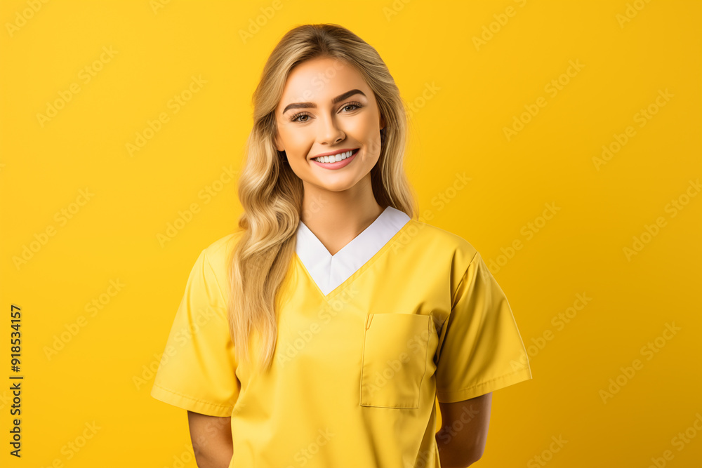 Young pretty blonde girl over isolated colorful background with surgeon uniform Young pretty blonde girl over isolated colorful background with surgeon uniform