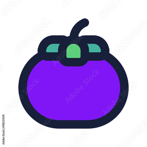 mangosteen flat line icon