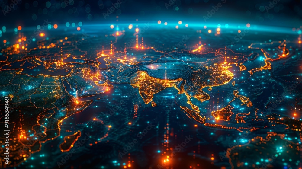 Obraz premium Global network connectivity - generative ai