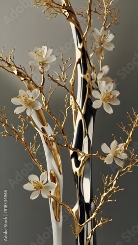  Elegant Floral Symphony in a Luxurious Vase photo