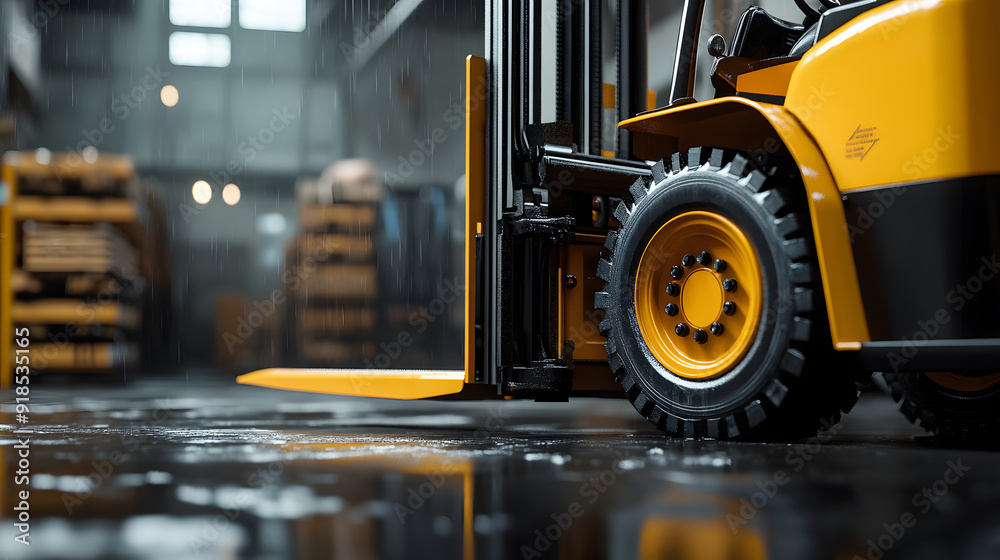 detail shot of new clean forklift detail shot of new clean forklift