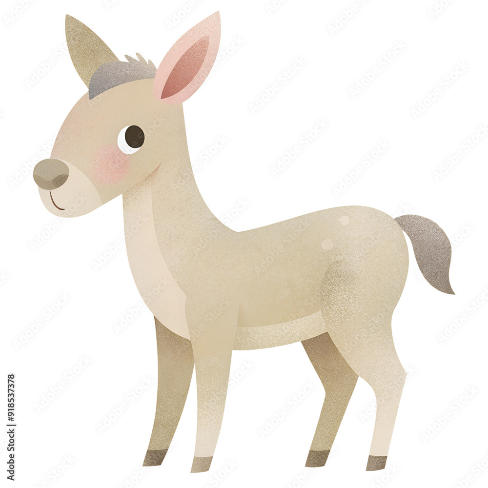 Illustration style cartoon cute, Donkey, simple and clean lines Illustration style cartoon cute, Donkey, simple and clean lines