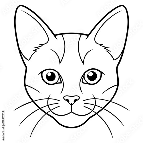 Best Cat Head line art, vector, Silhouette, illustration. 