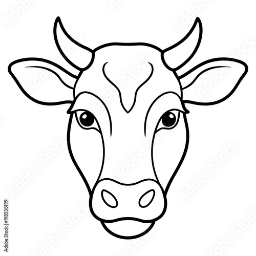 Best Cow  Head  line art  vector, Silhouette, illustration.
