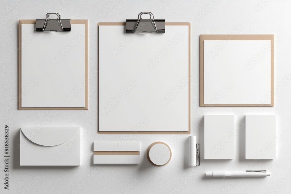 Realistic blank stationery set mockup isolated created with generative ai Realistic blank stationery set mockup isolated created with generative ai