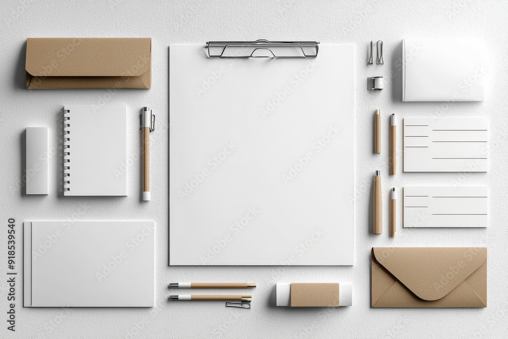 Realistic blank stationery set mockup isolated created with generative ai Realistic blank stationery set mockup isolated created with generative ai