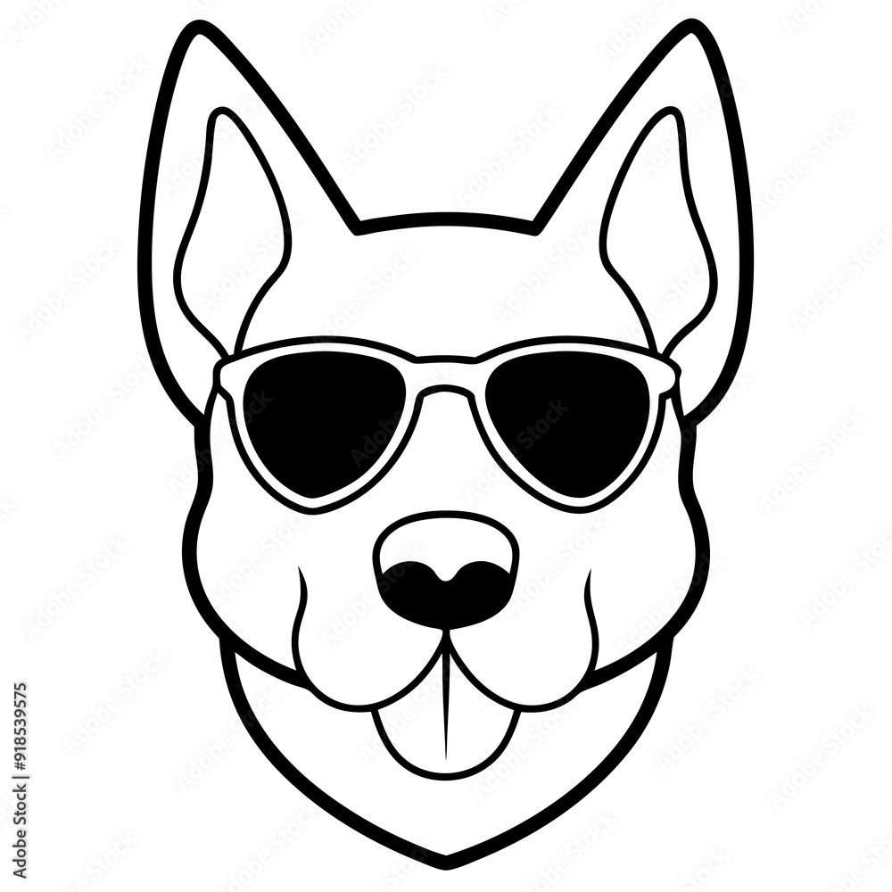 Best Dog Head line art,  vector, Silhouette, illustration