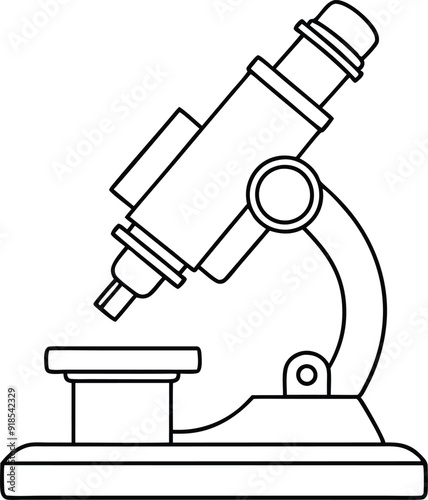 Outline Drawing of a Microscope for Scientific Illustrations
