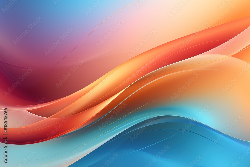 Fototapeta premium Abstract background with flowing blue and orange waves.