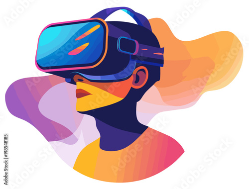 Virtual Reality concept colorful minimalist illustration vector