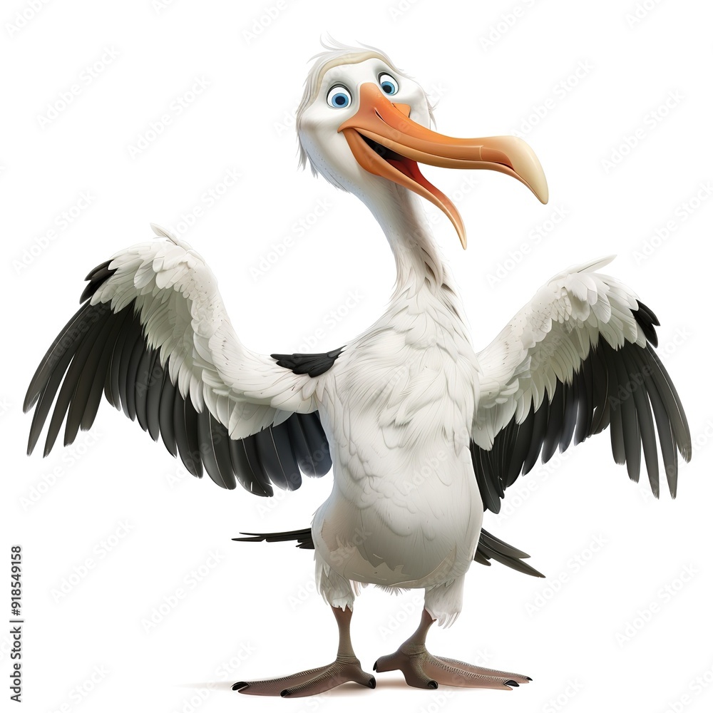 Fototapeta premium Albatross Wonder emotion fantasy animal cartoon isolated whitebackground