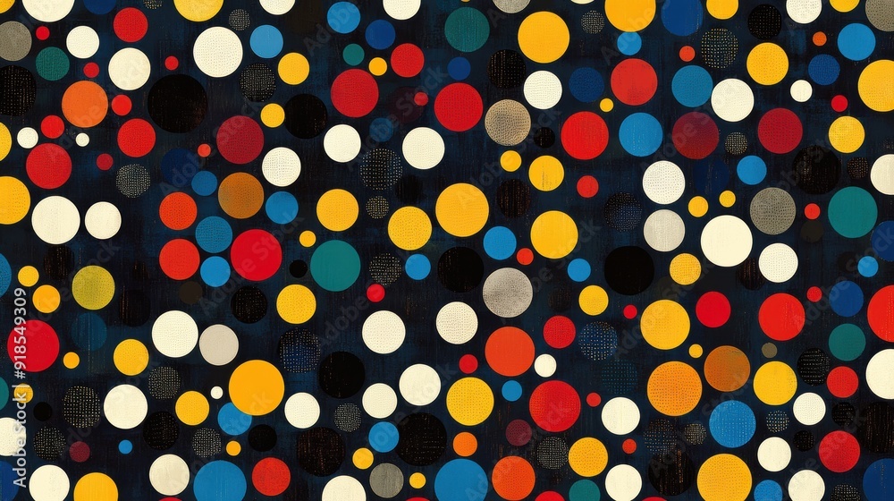 Colorful Polka Dots on Dark Background Design Colorful Polka Dots on Dark Background Design