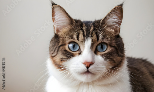 Beautiful cat with blue eyes posing for portrait
