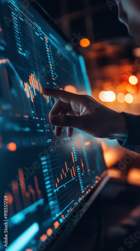 Presentation of business consulting, cost analysis and profit maximization by an analyst who evaluates diagrams, created with generative AI technology