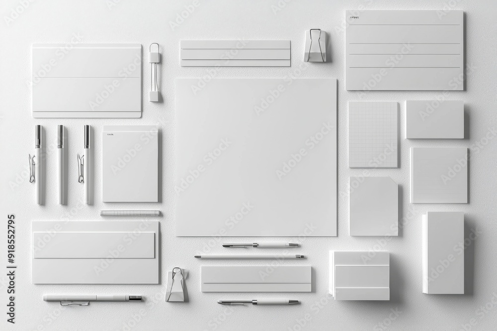 Realistic blank stationery set mockup isolated created with generative ai Realistic blank stationery set mockup isolated created with generative ai
