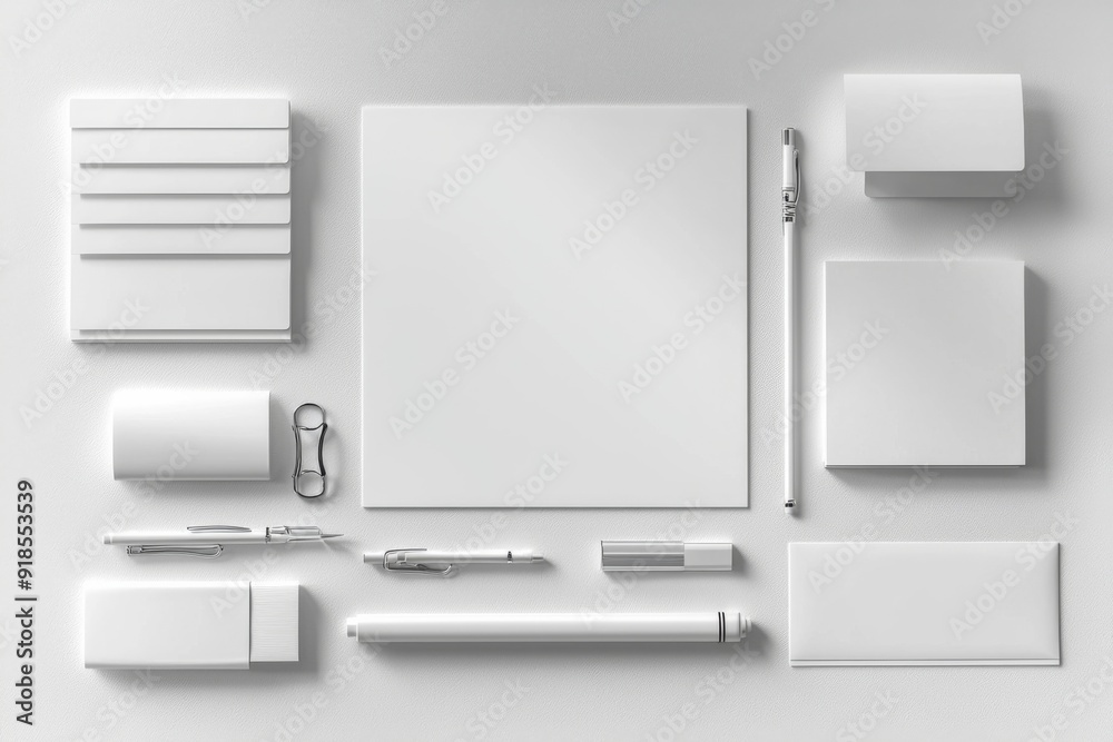 Realistic blank stationery set mockup isolated created with generative ai Realistic blank stationery set mockup isolated created with generative ai