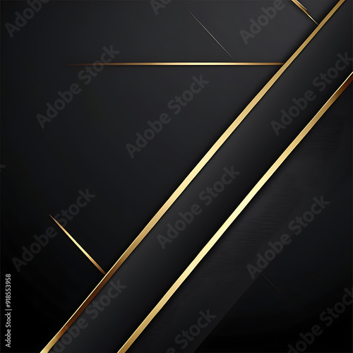 Abstract template dark geometric diagonal background with golden line. Luxury style. Vector illustration