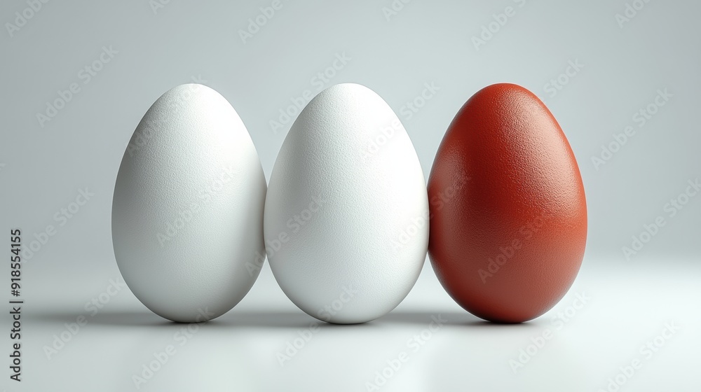 Minimalist Eggs: White and Red Subjects on Neutral Background Minimalist Eggs: White and Red Subjects on Neutral Background