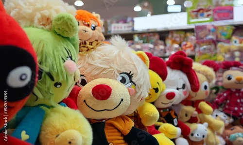 Close-up Portrait of Plush Toys in a Colorful Toy Store