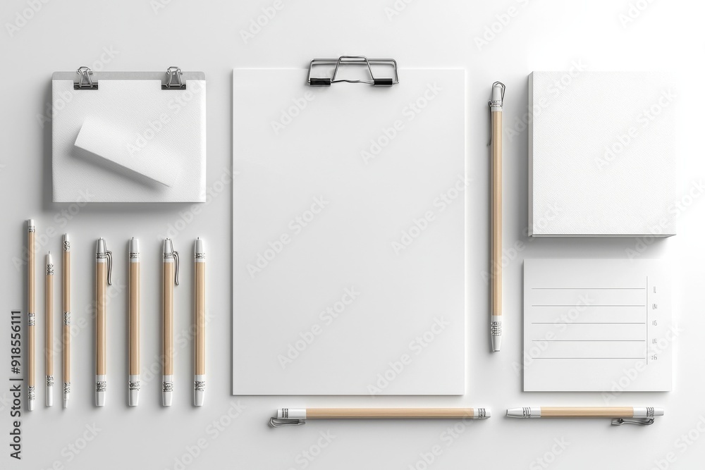 Realistic blank stationery set mockup isolated created with generative ai Realistic blank stationery set mockup isolated created with generative ai