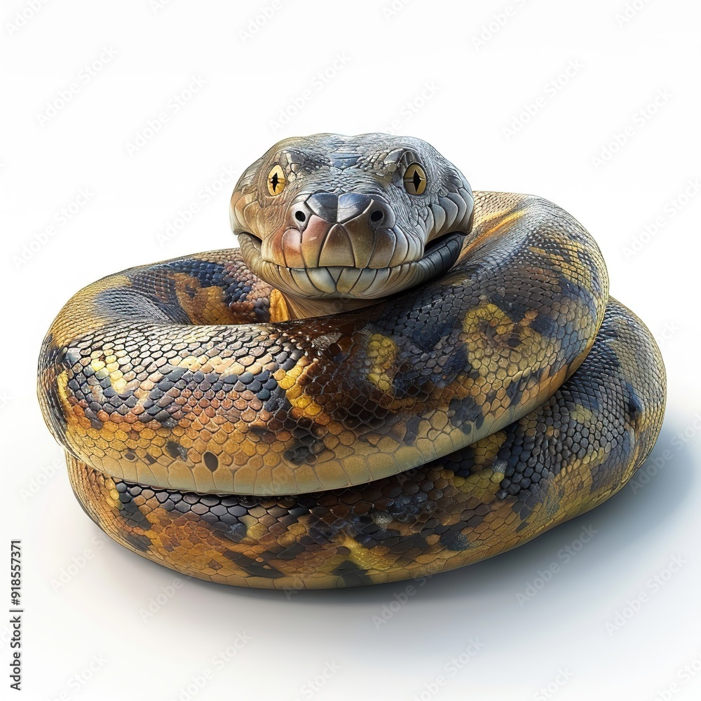 Fototapeta premium Anaconda Happiness emotion fantasy animal cartoon isolated whitebackground 16:9