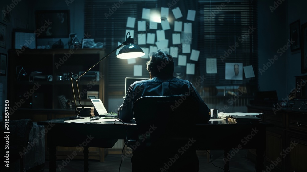 Uncovering the Truth: A Late-Night Detective's Desk Lamp Illuminates Key Evidence Uncovering the Truth: A Late-Night Detective's Desk Lamp Illuminates Key Evidence