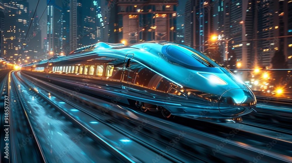 Futuristic high-speed train - generative ai Futuristic high-speed train - generative ai