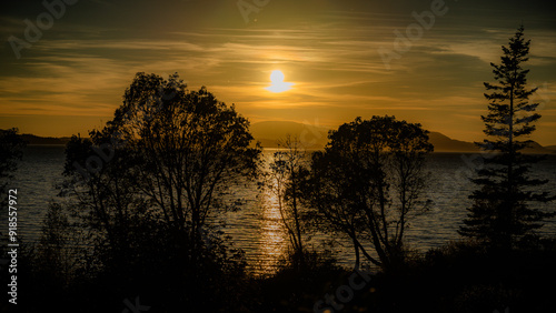 Sunset on Chuckanut Drive, Bellingham, Washington photo