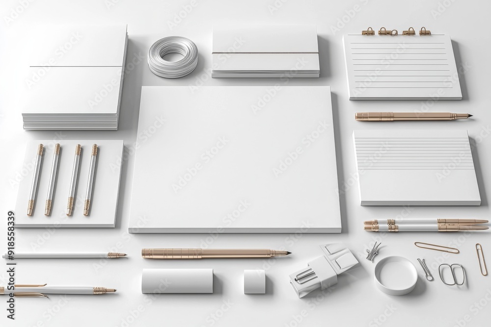 Realistic blank stationery set mockup isolated created with generative ai Realistic blank stationery set mockup isolated created with generative ai