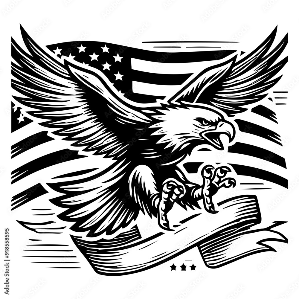 Eagle USA American flag svg png bundle, Eagle with Flag Svg & PNG Files