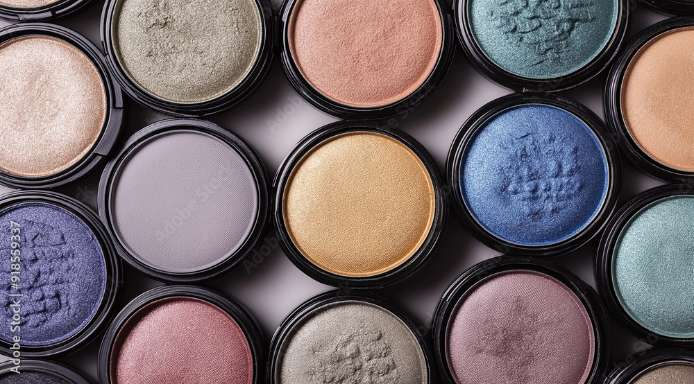 This image showcases an array of vibrant makeup palettes, arranged neatly in rows, highlighting a diverse range of colors and textures, perfect for cosmetic enthusiasts. This image showcases an array of vibrant makeup palettes, arranged neatly in rows, highlighting a diverse range of colors and textures, perfect for cosmetic enthusiasts.