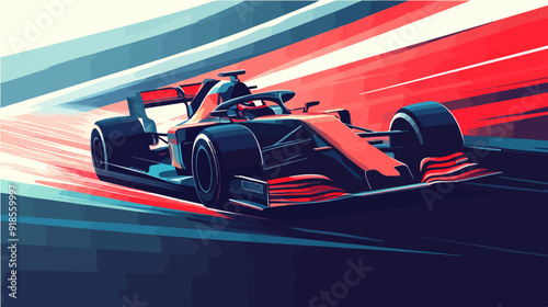 Racing car illustration. Formula one. Motorsport.	