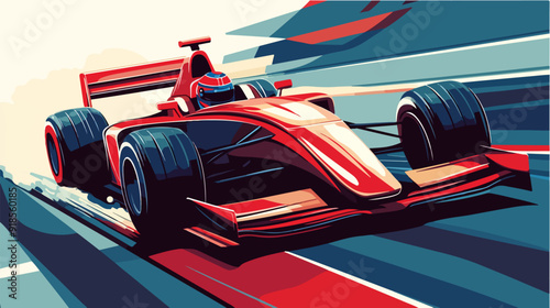 Racing car illustration. Formula one. Motorsport.	