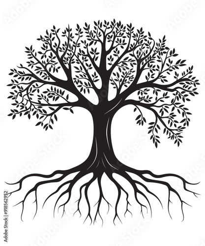 Tree silhouette on white background