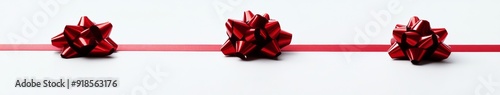 Elegantly Wrapped Gift with a White Ribbon on a Clean Background, Symbolizing Purity and Celebration, Perfect for Special Occasions and Festive Season.