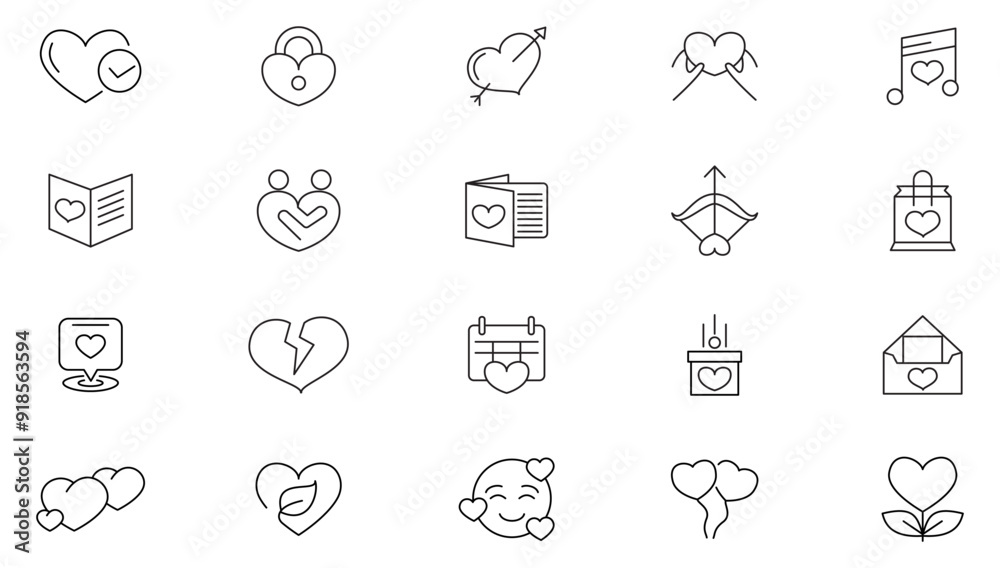 Love line icon set. Love, couple, man, woman, humanity, people, respect, mind, attraction, letter, wedding, balloon Outline icon collection, UI thin line icon pack. Love line icon set. Love, couple, man, woman, humanity, people, respect, mind, attraction, letter, wedding, balloon Outline icon collection, UI thin line icon pack.
