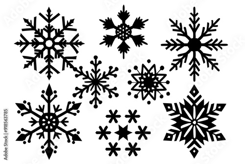 Cute snowflakes collection isolated on white background