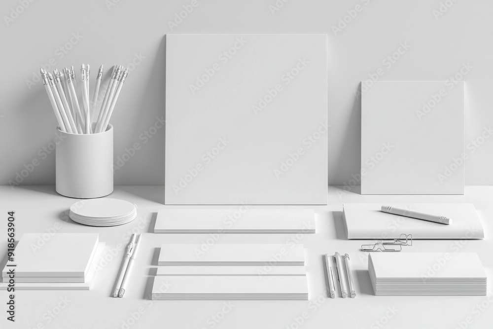 Realistic blank stationery set mockup isolated created with generative ai Realistic blank stationery set mockup isolated created with generative ai